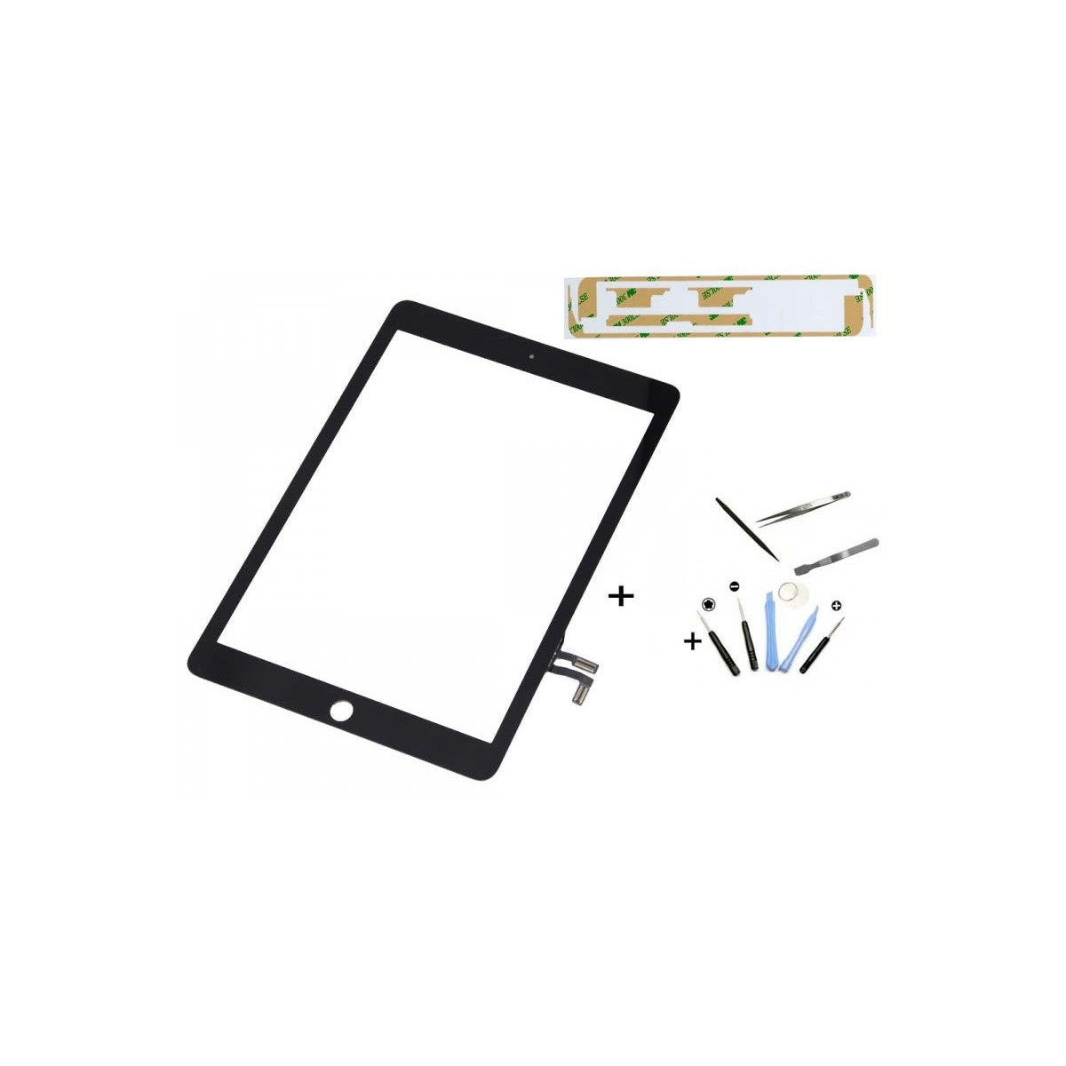 Glas inklusive Original Touch Screen für das iPad Air schwarz inkl. Klebestreifen