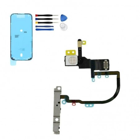 iPhone XS Max Ein/Aus Power Flexkabel mit Blitz + Mikrofon – Reparaturset mit Werkzeug & Kleber