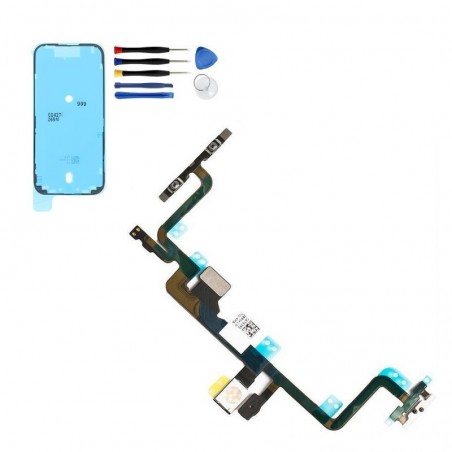 iPhone 7 Ein/Aus Power Taste + Lautstärke Flexkabel mit Blitz – Reparaturset mit Werkzeug & Kleber
