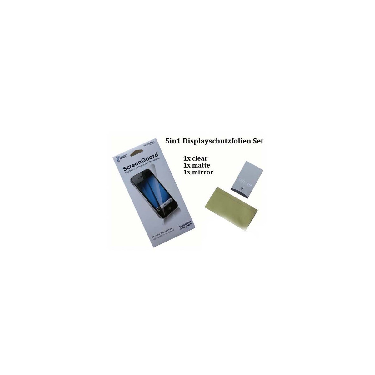 Display Schutz Folie Schutzfolie Protector 5in1 Set für Apple iPhone 4G / 4S