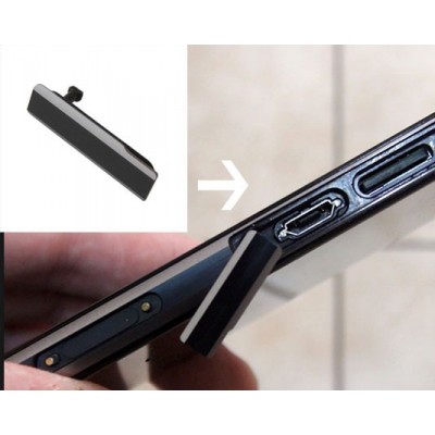 Sony Xperia Z1 C6903 Micro USB Abdeckung Anschluss Cover Deckel weiß silber